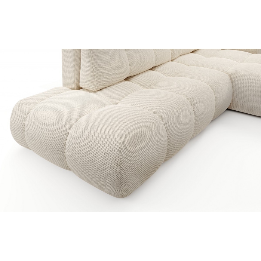 L-förmiges, klappbares Eck-Polstersofa mit Stauraum ALMADA rechts hellbeige