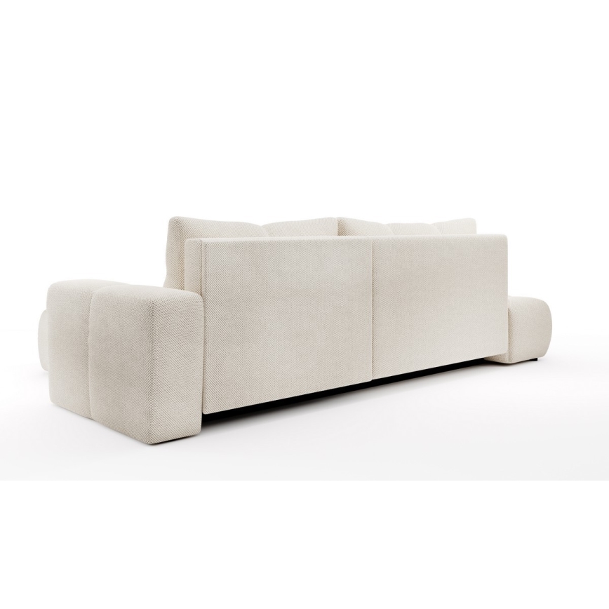 L-förmiges, klappbares Eck-Polstersofa mit Stauraum ALMADA rechts hellbeige