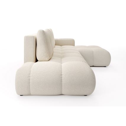 L-förmiges, klappbares Eck-Polstersofa mit Stauraum ALMADA rechts hellbeige