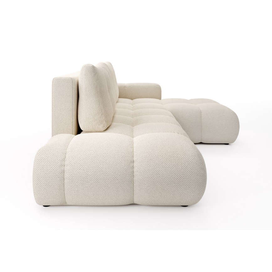 L-förmiges, klappbares Eck-Polstersofa mit Stauraum ALMADA rechts hellbeige