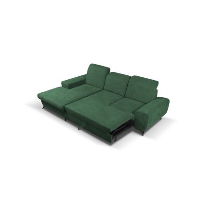 L-förmiges, klappbares Eck-Polstersofa mit Stauraum ALTA links grün