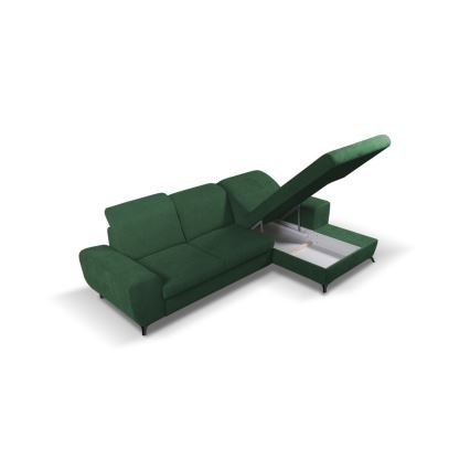 L-förmiges, klappbares Eck-Polstersofa mit Stauraum ALTA rechts grün