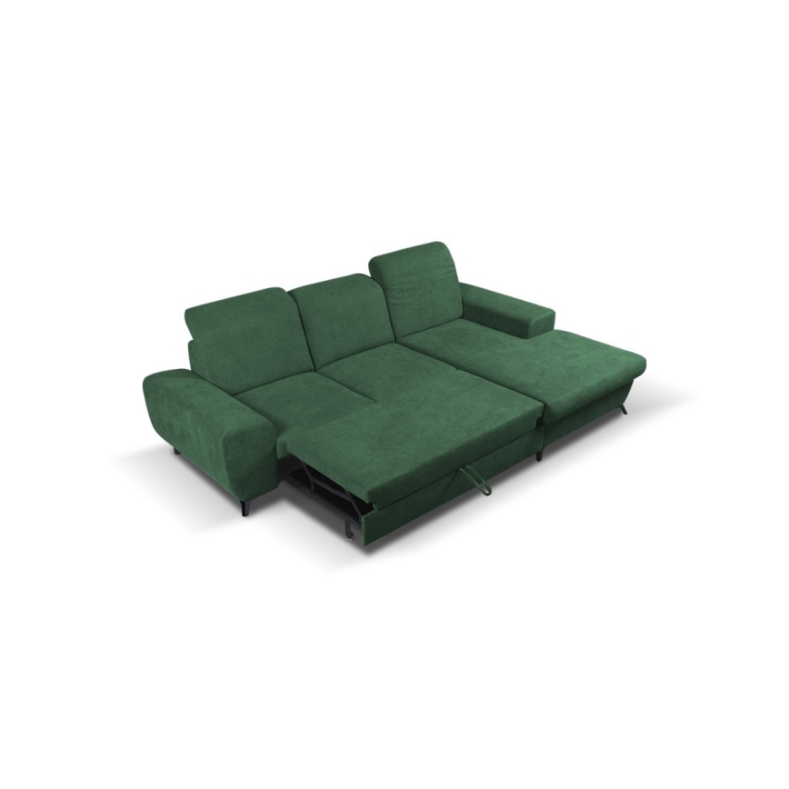 L-förmiges, klappbares Eck-Polstersofa mit Stauraum ALTA rechts grün