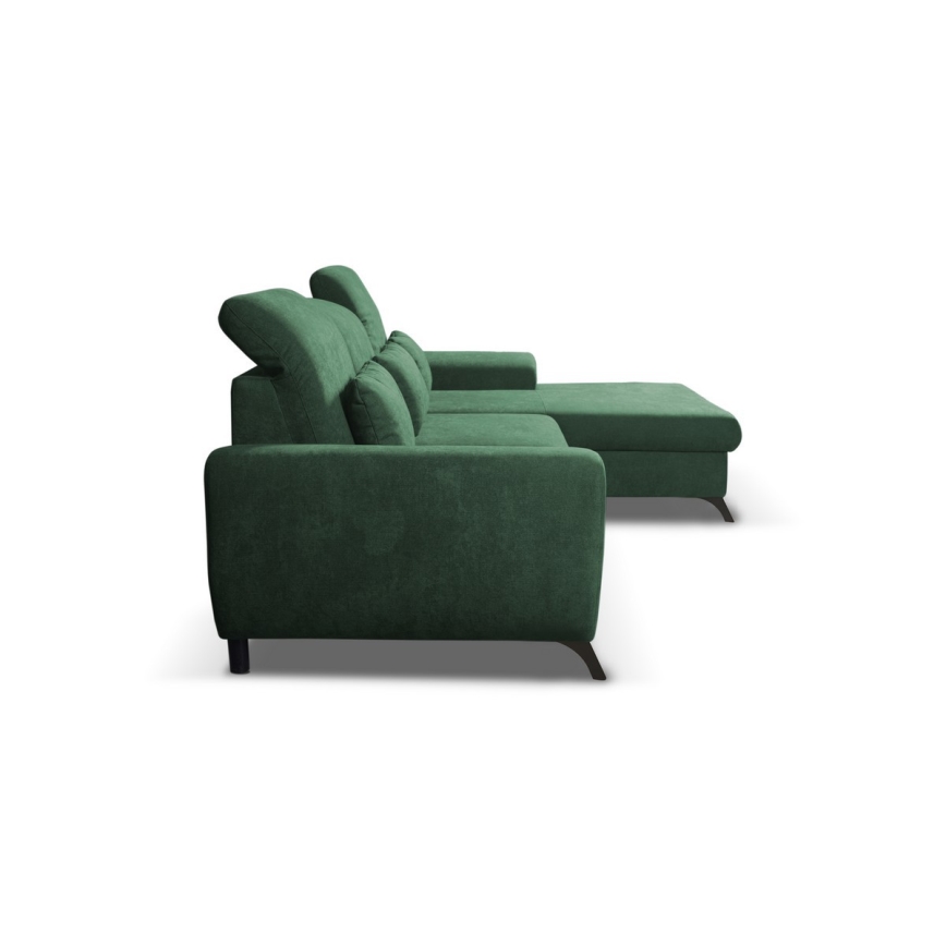 L-förmiges, klappbares Eck-Polstersofa mit Stauraum ALTA rechts grün