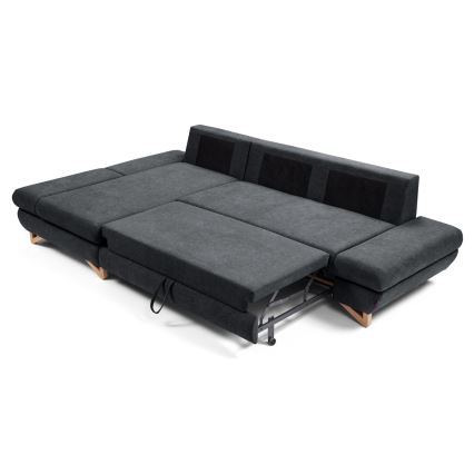 L-förmiges, klappbares Eck-Polstersofa mit Stauraum AVESTA links anthrazit