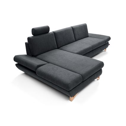 L-förmiges, klappbares Eck-Polstersofa mit Stauraum AVESTA links anthrazit