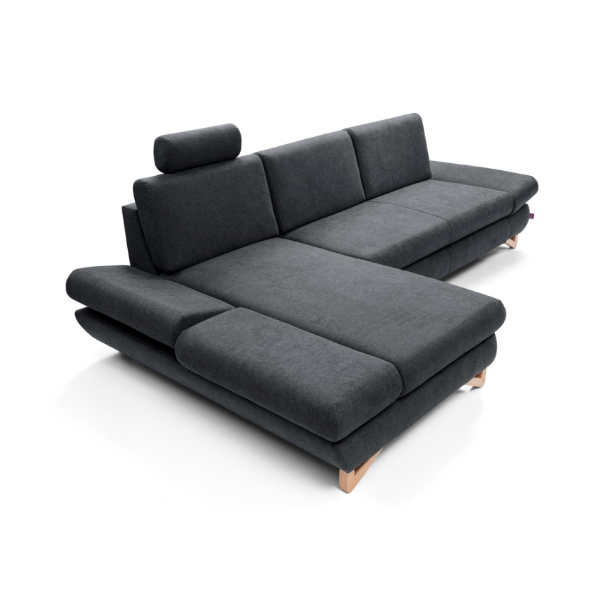 L-förmiges, klappbares Eck-Polstersofa mit Stauraum AVESTA links anthrazit