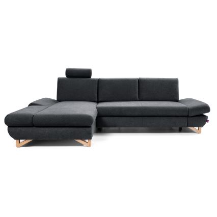 L-förmiges, klappbares Eck-Polstersofa mit Stauraum AVESTA links anthrazit