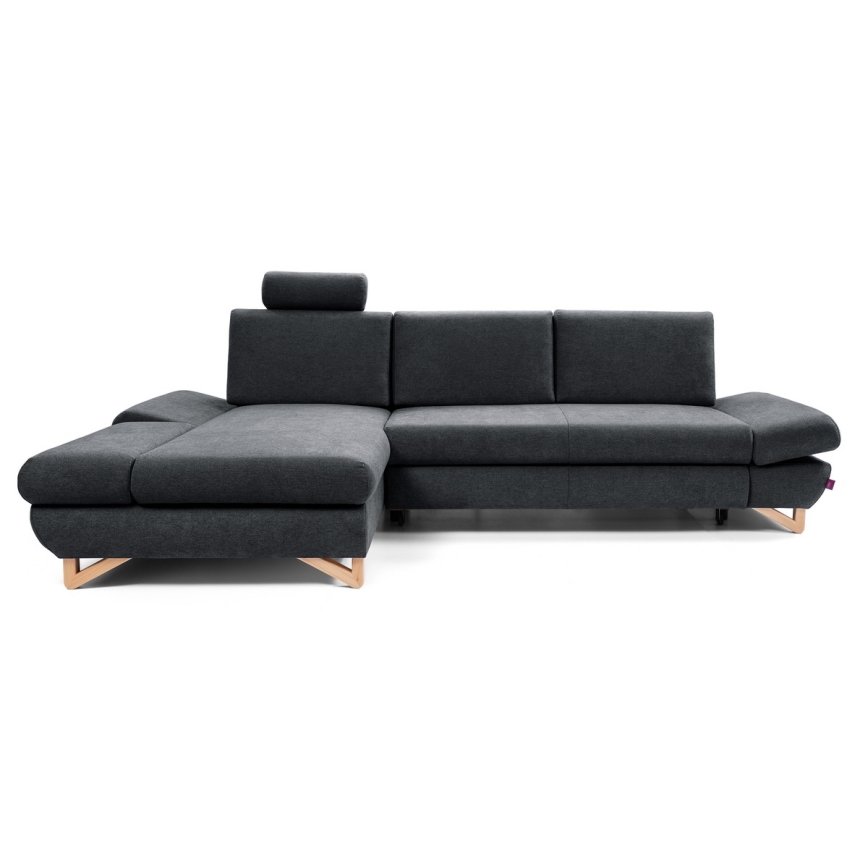 L-förmiges, klappbares Eck-Polstersofa mit Stauraum AVESTA links anthrazit