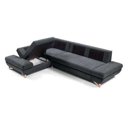 L-förmiges, klappbares Eck-Polstersofa mit Stauraum AVESTA links anthrazit