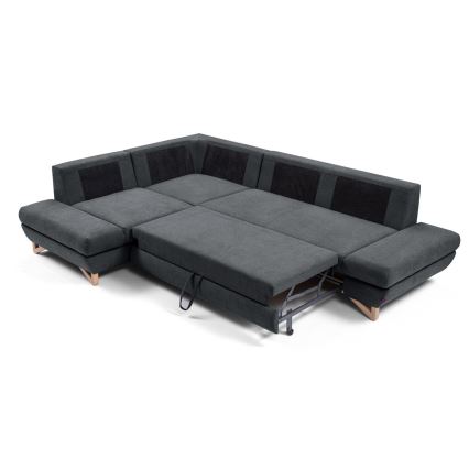 L-förmiges, klappbares Eck-Polstersofa mit Stauraum AVESTA links anthrazit