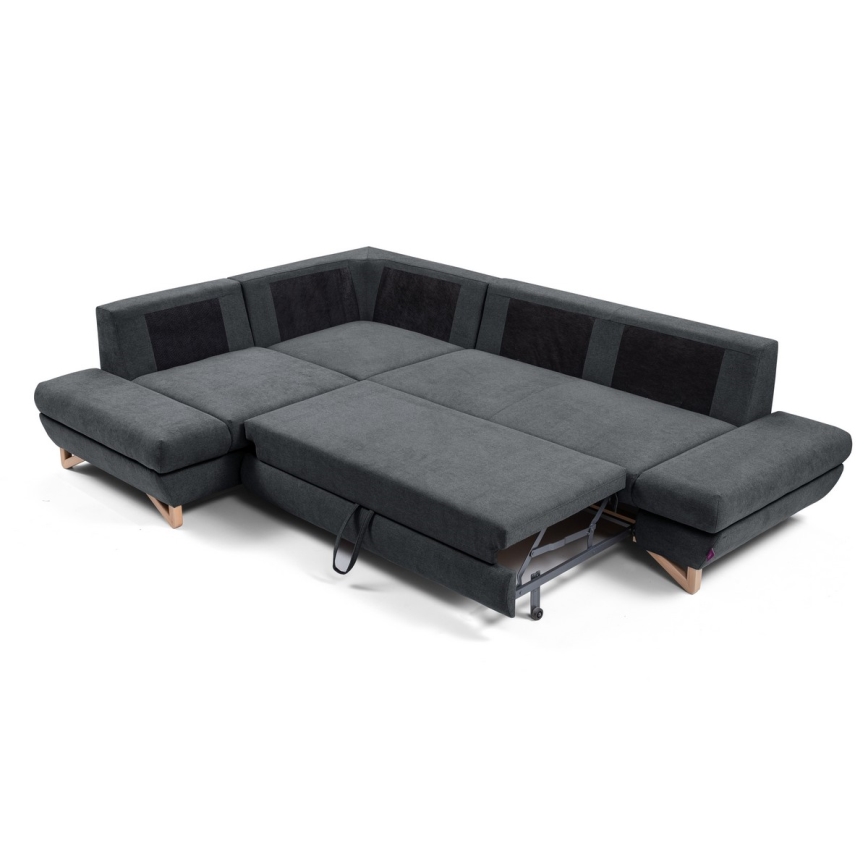 L-förmiges, klappbares Eck-Polstersofa mit Stauraum AVESTA links anthrazit