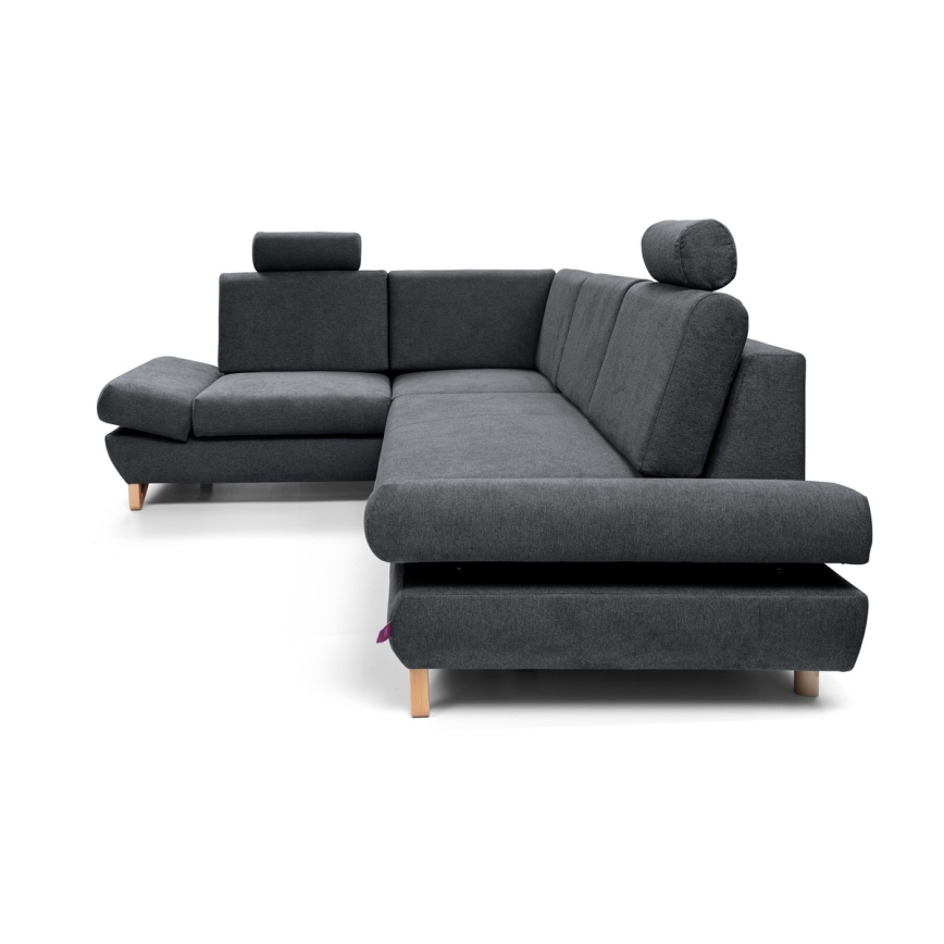 L-förmiges, klappbares Eck-Polstersofa mit Stauraum AVESTA links anthrazit