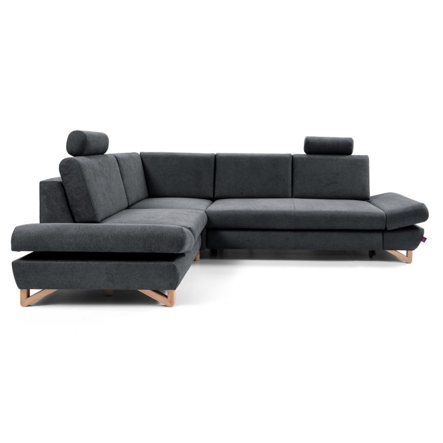 L-förmiges, klappbares Eck-Polstersofa mit Stauraum AVESTA links anthrazit