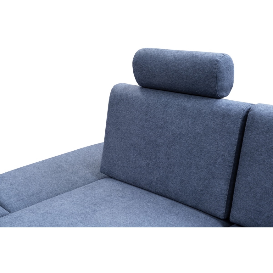 L-förmiges, klappbares Eck-Polstersofa mit Stauraum AVESTA links blau