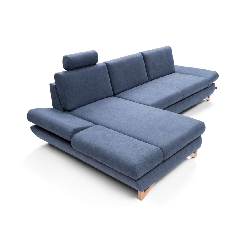 L-förmiges, klappbares Eck-Polstersofa mit Stauraum AVESTA links blau