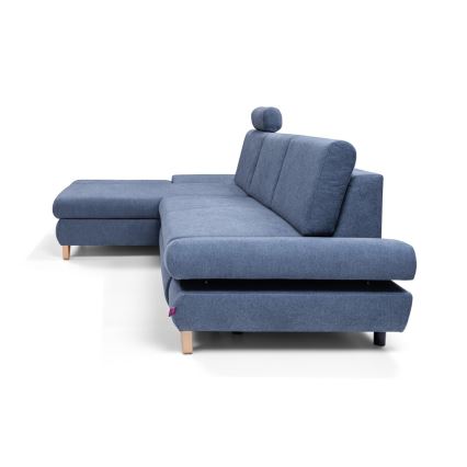 L-förmiges, klappbares Eck-Polstersofa mit Stauraum AVESTA links blau