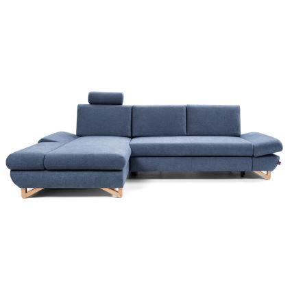 L-förmiges, klappbares Eck-Polstersofa mit Stauraum AVESTA links blau