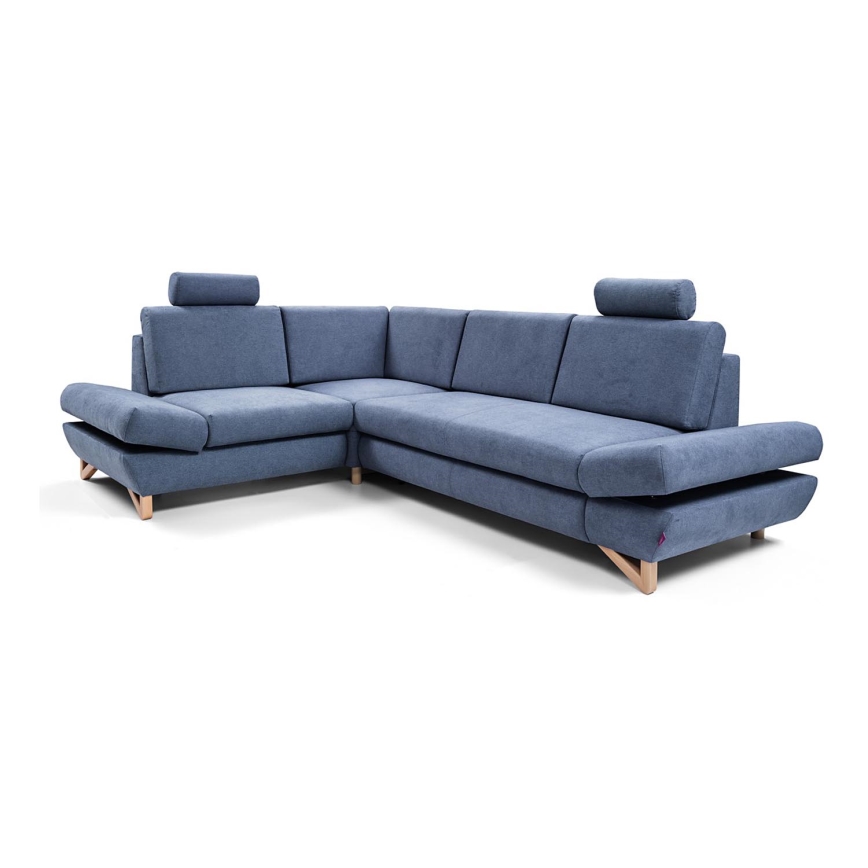 L-förmiges, klappbares Eck-Polstersofa mit Stauraum AVESTA links blau