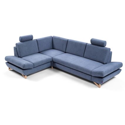 L-förmiges, klappbares Eck-Polstersofa mit Stauraum AVESTA links blau