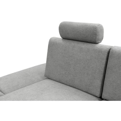 L-förmiges, klappbares Eck-Polstersofa mit Stauraum AVESTA links grau