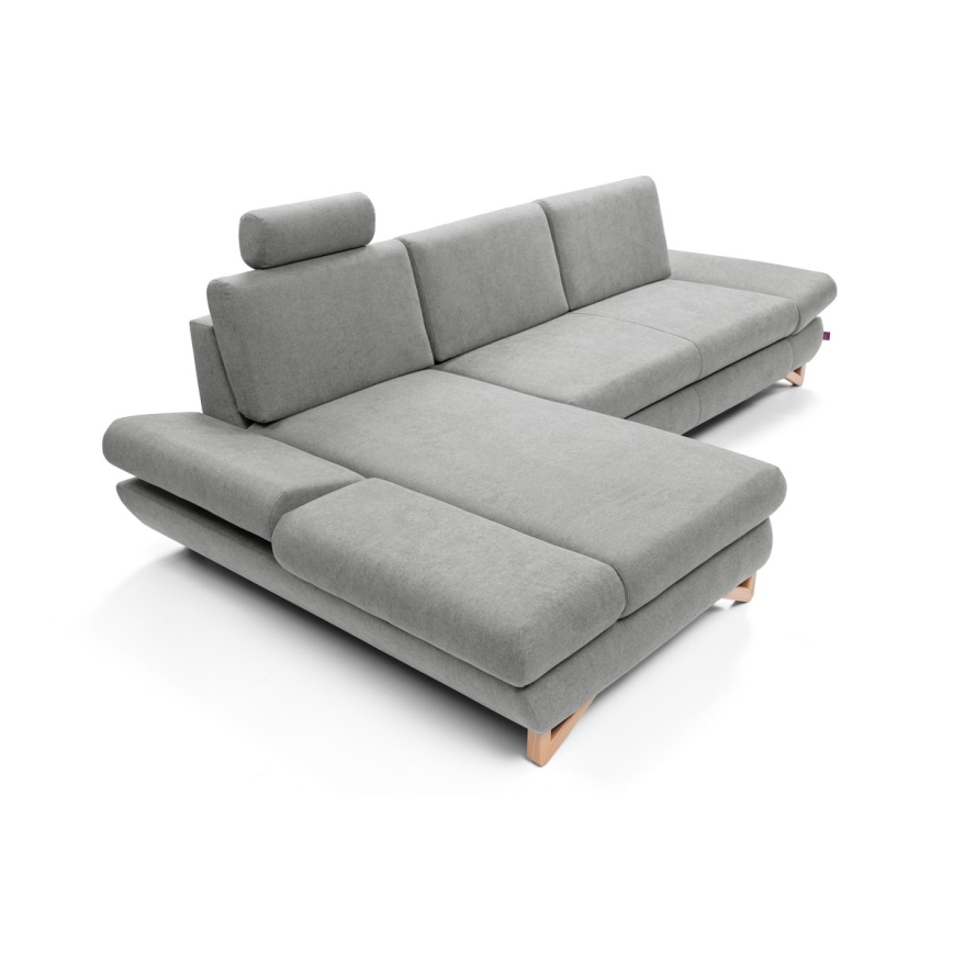L-förmiges, klappbares Eck-Polstersofa mit Stauraum AVESTA links grau
