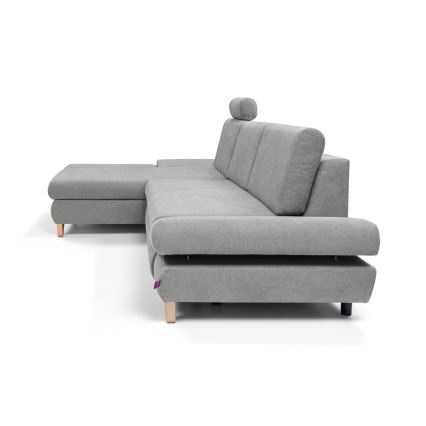 L-förmiges, klappbares Eck-Polstersofa mit Stauraum AVESTA links grau