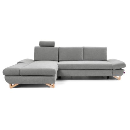 L-förmiges, klappbares Eck-Polstersofa mit Stauraum AVESTA links grau