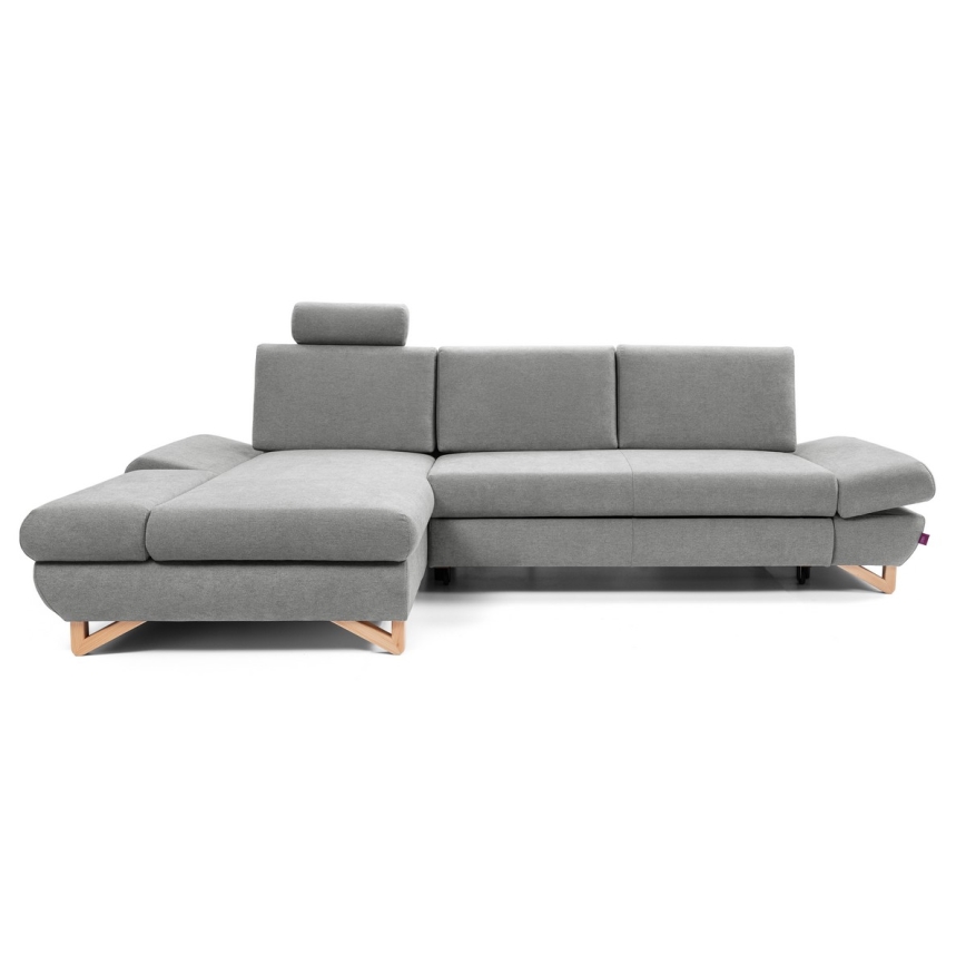 L-förmiges, klappbares Eck-Polstersofa mit Stauraum AVESTA links grau