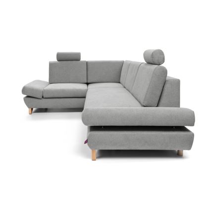 L-förmiges, klappbares Eck-Polstersofa mit Stauraum AVESTA links grau