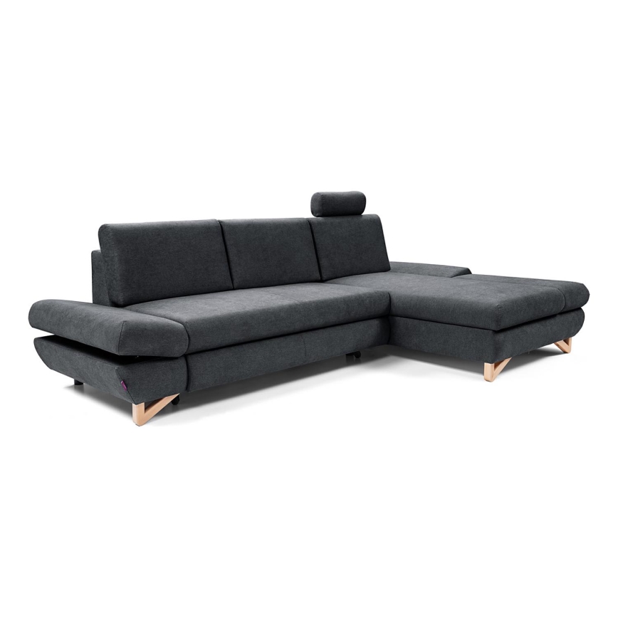 L-förmiges, klappbares Eck-Polstersofa mit Stauraum AVESTA rechts anthrazit