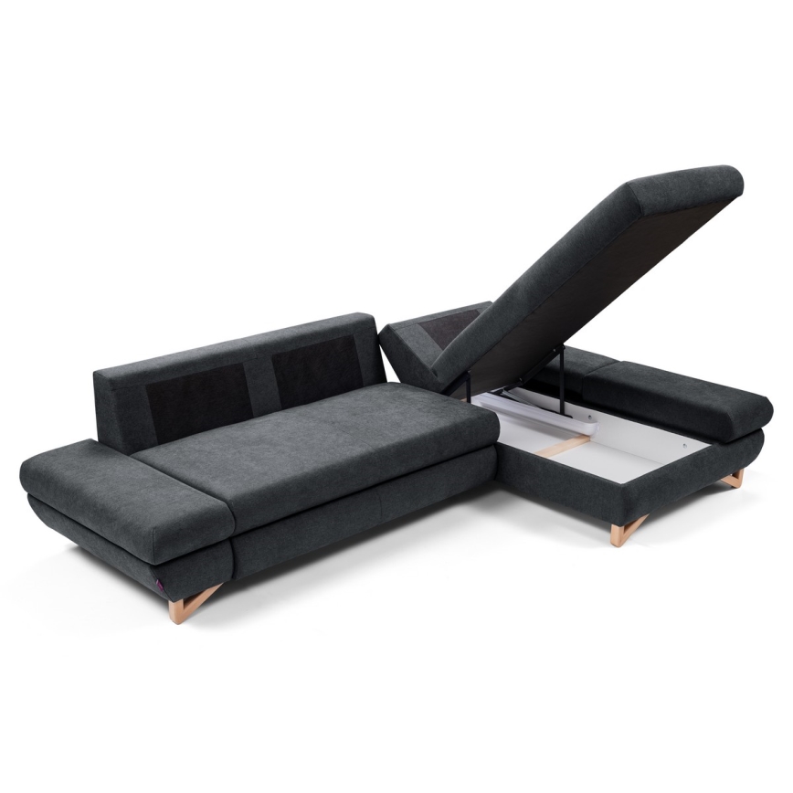 L-förmiges, klappbares Eck-Polstersofa mit Stauraum AVESTA rechts anthrazit