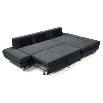 L-förmiges, klappbares Eck-Polstersofa mit Stauraum AVESTA rechts anthrazit