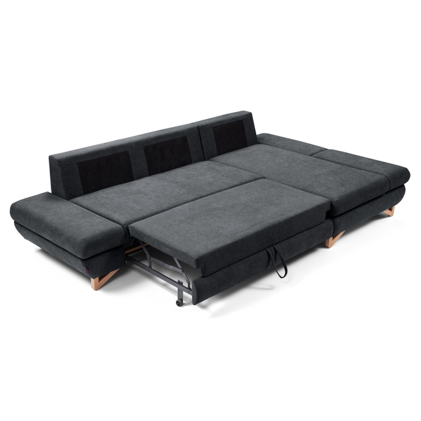 L-förmiges, klappbares Eck-Polstersofa mit Stauraum AVESTA rechts anthrazit