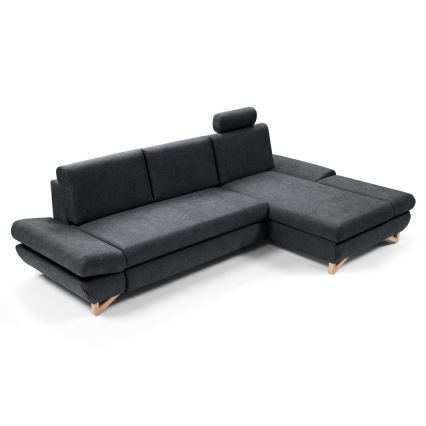 L-förmiges, klappbares Eck-Polstersofa mit Stauraum AVESTA rechts anthrazit
