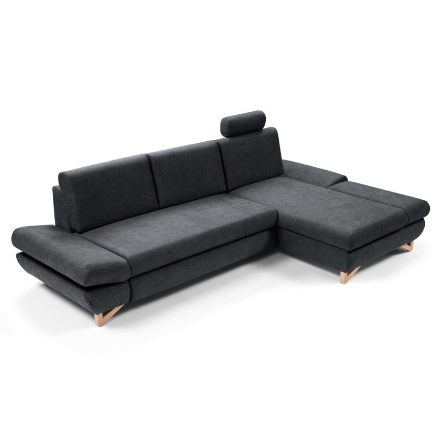 L-förmiges, klappbares Eck-Polstersofa mit Stauraum AVESTA rechts anthrazit