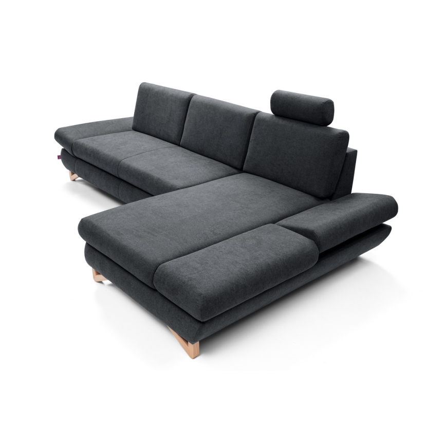 L-förmiges, klappbares Eck-Polstersofa mit Stauraum AVESTA rechts anthrazit