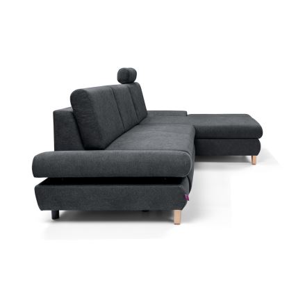 L-förmiges, klappbares Eck-Polstersofa mit Stauraum AVESTA rechts anthrazit