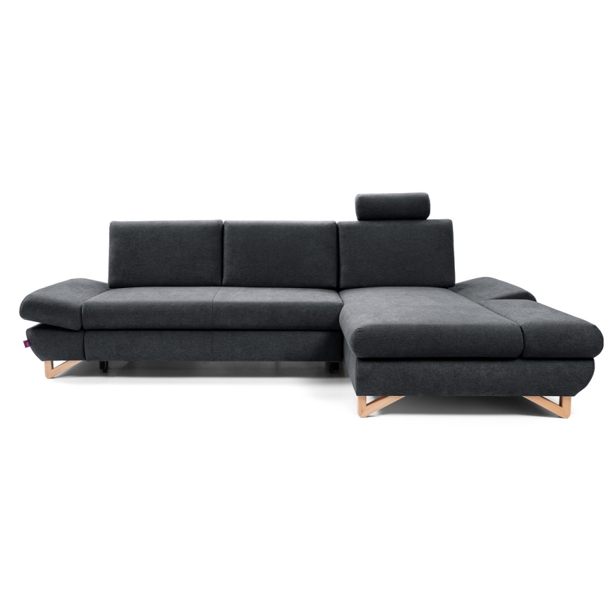 L-förmiges, klappbares Eck-Polstersofa mit Stauraum AVESTA rechts anthrazit