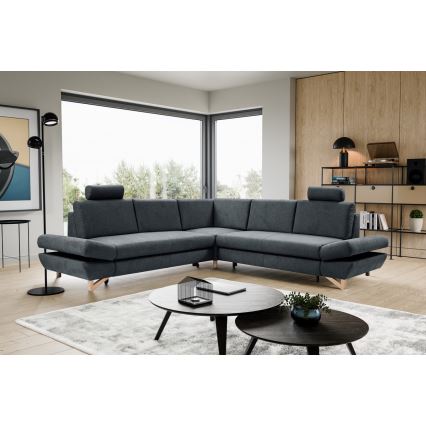L-förmiges, klappbares Eck-Polstersofa mit Stauraum AVESTA rechts anthrazit