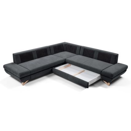 L-förmiges, klappbares Eck-Polstersofa mit Stauraum AVESTA rechts anthrazit