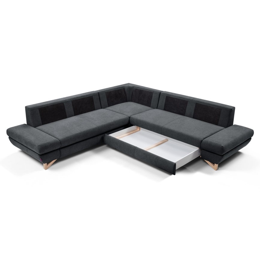 L-förmiges, klappbares Eck-Polstersofa mit Stauraum AVESTA rechts anthrazit