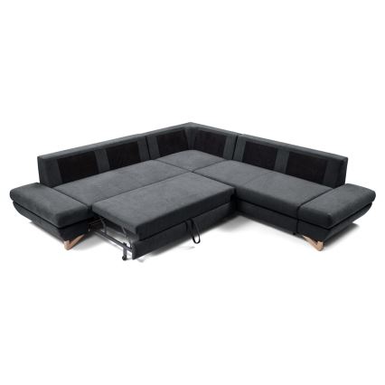 L-förmiges, klappbares Eck-Polstersofa mit Stauraum AVESTA rechts anthrazit