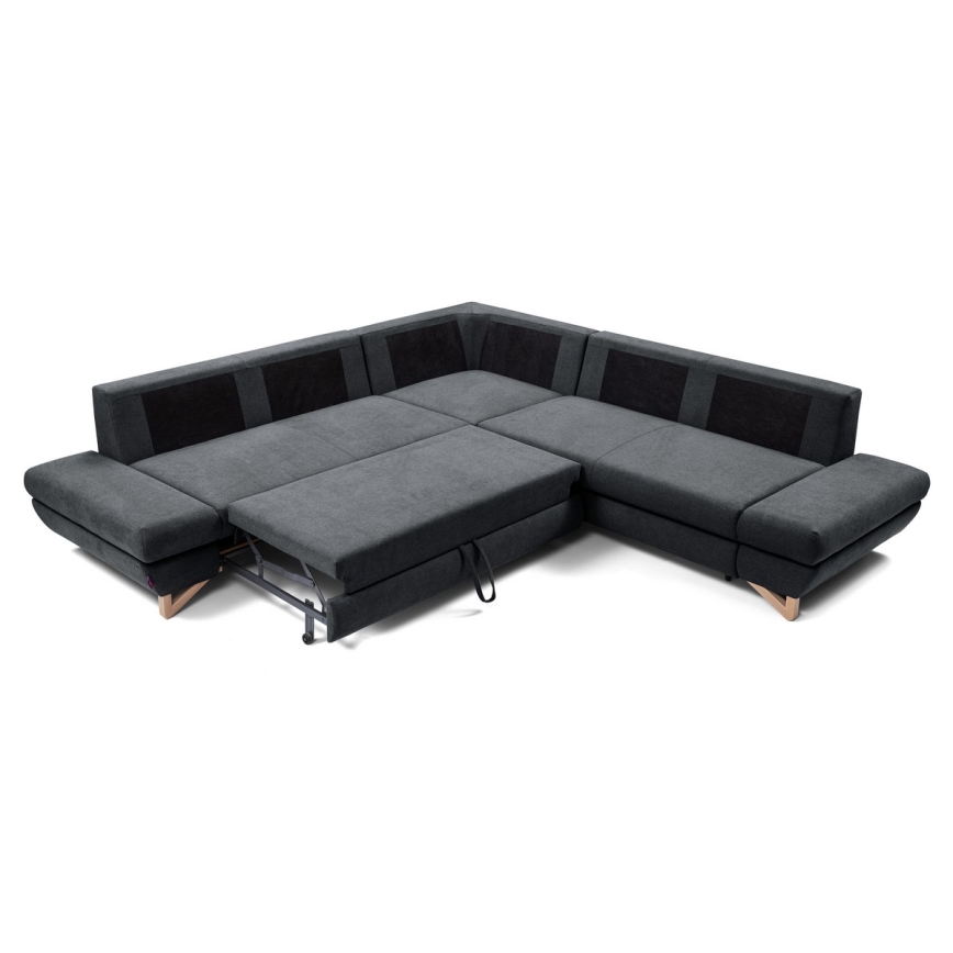 L-förmiges, klappbares Eck-Polstersofa mit Stauraum AVESTA rechts anthrazit