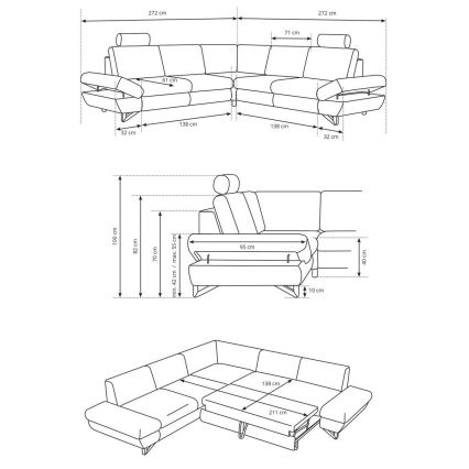 L-förmiges, klappbares Eck-Polstersofa mit Stauraum AVESTA rechts anthrazit