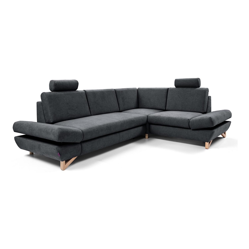 L-förmiges, klappbares Eck-Polstersofa mit Stauraum AVESTA rechts anthrazit