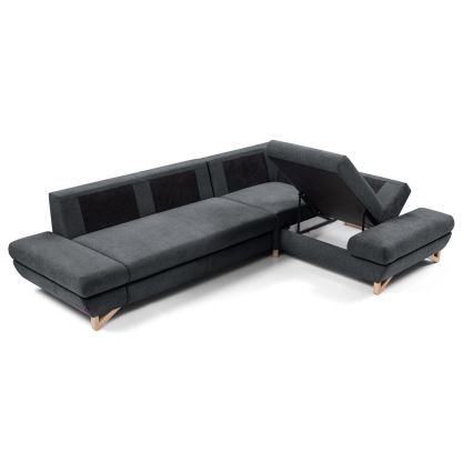 L-förmiges, klappbares Eck-Polstersofa mit Stauraum AVESTA rechts anthrazit