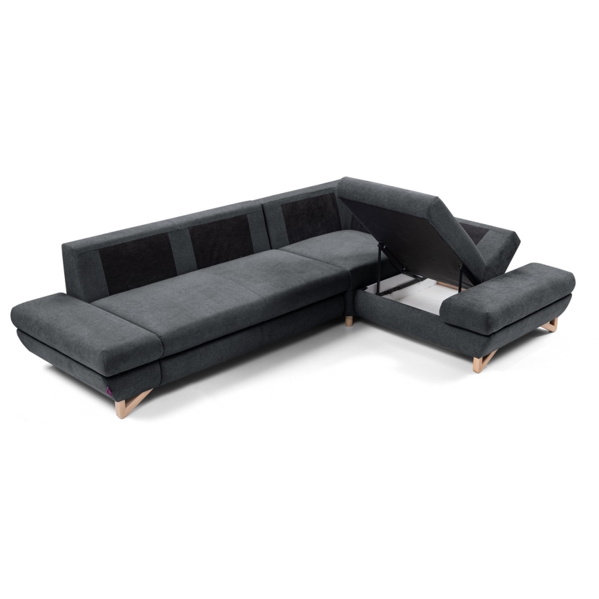 L-förmiges, klappbares Eck-Polstersofa mit Stauraum AVESTA rechts anthrazit