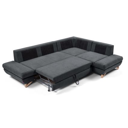 L-förmiges, klappbares Eck-Polstersofa mit Stauraum AVESTA rechts anthrazit