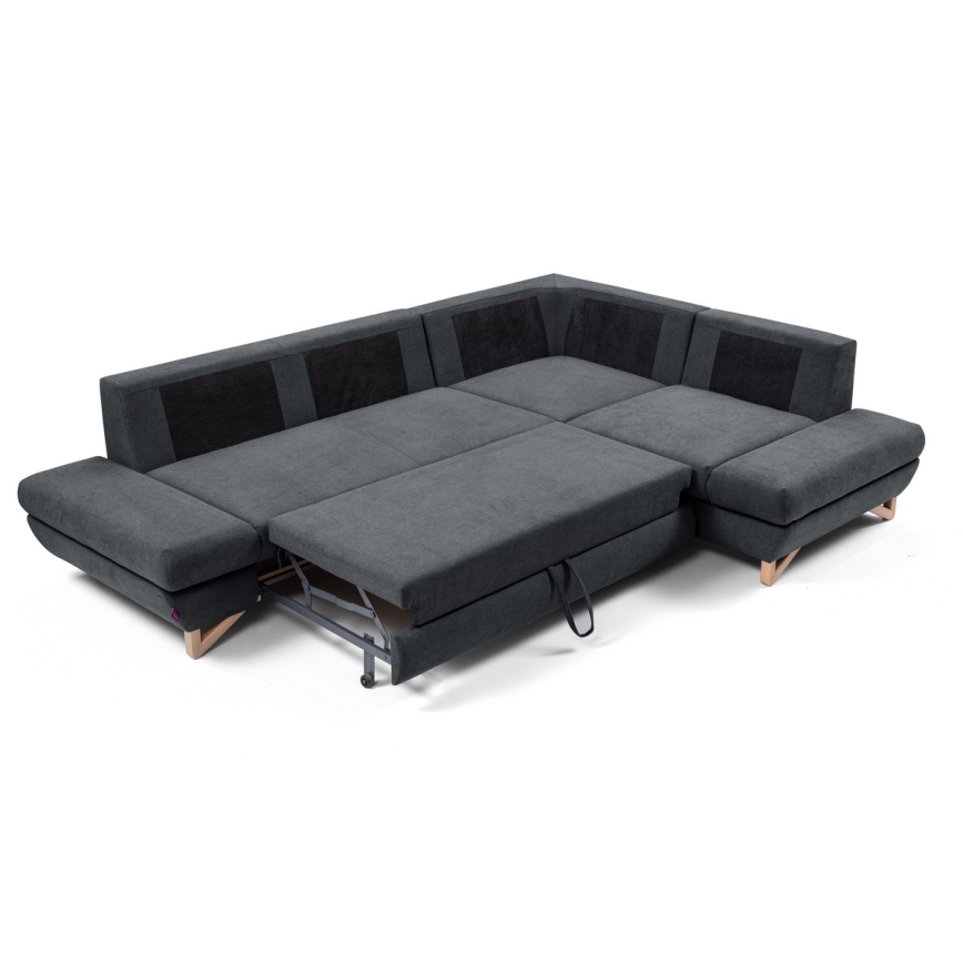 L-förmiges, klappbares Eck-Polstersofa mit Stauraum AVESTA rechts anthrazit